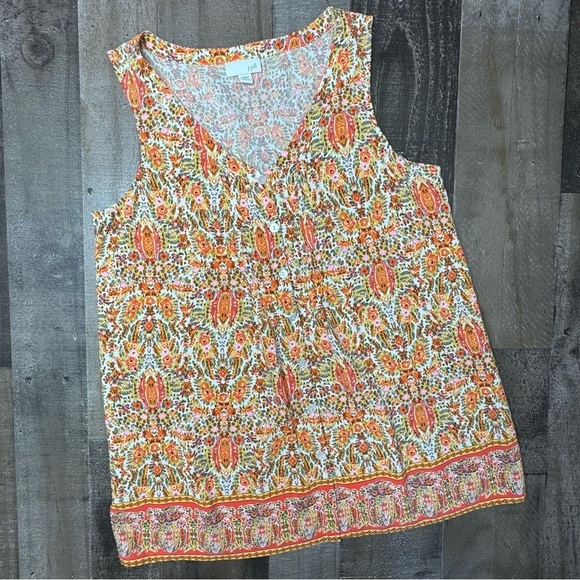 J. Jill Orange and Pink Relaxed Sleeveless Tank Top small petite - Picture 13 of 13